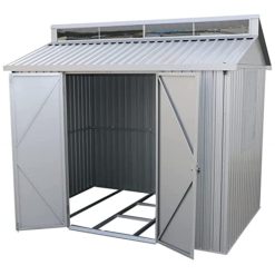 ALU 8 x 6 (4.33 m²) Abri de jardin en aluminium, Comprend avec lucarne, fondation en métal, fenêtre sur le côté et doubles portes verrouillables, Abri de stockage d'outils