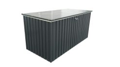 DH 1.9 (1450 L) Coffre de Rangement de jardin en métal avec vérin à gaz hydraulique, coffre de terrasse et rangement de meubles de jardin, Boîte de rangement coussins, anthracite
