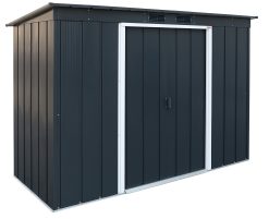 ECO 8 x 4 (2.85 m²) abri de jardin en métal à toit pentu, Abri de jardin en métal galvanisé à chaud, Abri de stockage d'outils, structure de toit renforcée, anthracite