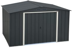 ECO 10 x 8 (7.28 m²) Abri de Jardin en Métal Galvanisé à Chaud, Abri de Stockage d'Outils, Structure de Toit Renforcée, Abri en Métal Sans Entretien, Anthracite