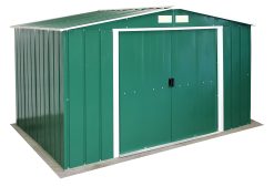 ECO 10 x 8 (7.28 m²) Abri de Jardin en Métal Galvanisé à Chaud, Abri de Stockage d'Outils, Structure de Toit Renforcée, Abri en Métal Sans Entretien, Vert