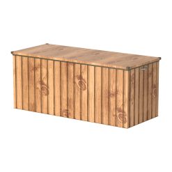 DH 1.7 (770 L) Coffre de Rangement de jardin en métal avec vérin à gaz hydraulique, coffre de terrasse et rangement de meubles de jardin, Boîte de rangement coussins, grain de bois