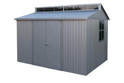 ALU 10 x 8 (7.24 m²) Abri de jardin en aluminium, Comprend avec lucarne, fondation en métal, fenêtre sur le côté et doubles portes verrouillables, Abri de stockage d'outils