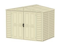 DuraMate 8 x 6 (3.85 m²) Abri de jardin en plastique avec kit de fondation en métal, structure de toit en métal robuste, abri en vinyle sans entretien - Ivoire