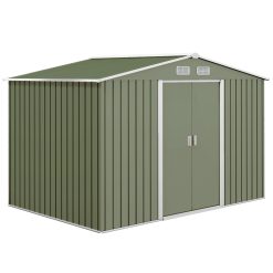 Outsunny Abri de Jardin en métal 5,4 m² cabane de Jardin 277 x 195 x 192 cm cabanon Rangement Outils avec Fondation, Porte coulissante verrouillables et 4 aérations - Vert Clair