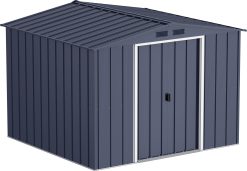 ECO 8 x 8 (5.89 m²) abri de Jardin en métal, Abri de Jardin en métal galvanisé à Chaud, Abri de Stockage d'outils, Structure de Toit renforcée, abri en métal sans Entretien, Anthracite