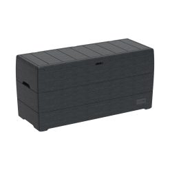 Durabox 270L/ 71 Gallon plastic storage box, Woodgrain texture, Outdoor Deck Box, Garden Furniture Storage Box, Safe & Secure, Plastic Cushion Box with Wheels and Handles, Patio Box, Dark Grey