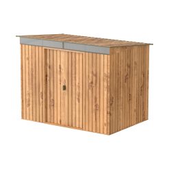 TOP Pent Roof Skylight 8 x 6 (4.37 m²) Abri de jardin en métal, fabriqué en acier galvanisé, structure de toit renforcée, lucarne intégrée pour la lumière du soleil, Grain de bois