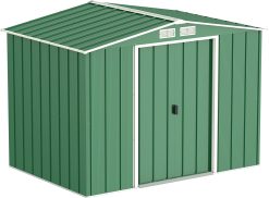 ECO 8 x 6 (4.37 m²) abri de Jardin en métal, Abri de Jardin en métal galvanisé à Chaud, Abri de Stockage d'outils, Structure de Toit renforcée, abri en métal sans Entretien, Vert