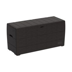 Durabox 270L/71 Gallon plastic storage box, Woodgrain texture, Outdoor Deck Box, Garden Furniture Storage Box, Safe & Secure, Plastic Cushion Box with Wheels and Handles, Patio Box, Dark Brown
