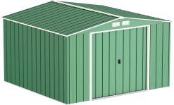 ECO 10 x 10 (9.16 m²) abri de jardin en métal, Abri de jardin en métal galvanisé à chaud, Abri de stockage d'outils, structure de toit renforcée, abri en métal sans entretien, vert