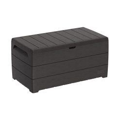 Cedargrain Durabox 416 Litre/ 110 Gallon coffre de rangement de jardin en plastique pour terrasse, coffre à coussins en plastique avec cylindre hydraulique, boîte de patio, Marron foncé