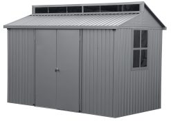 ALU 10 x 6 (5.36 m²) Abri de jardin en aluminium, Comprend avec lucarne, fondation en métal, fenêtre sur le côté et doubles portes verrouillables, Abri de stockage d'outils