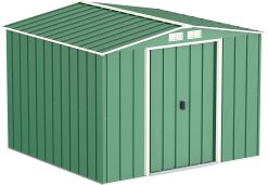 ECO 8 x 8 (5.89 m²) abri de jardin en métal, Abri de jardin en métal galvanisé à chaud, Abri de stockage d'outils, structure de toit renforcée, abri en métal sans entretien, vert