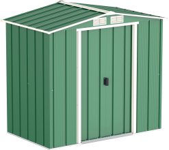 ECO 6 x 4 (2.17 m²) abri de jardin en métal, Abri de jardin en métal galvanisé à chaud, Abri de stockage d'outils, structure de toit renforcée, abri en métal sans entretien, vert